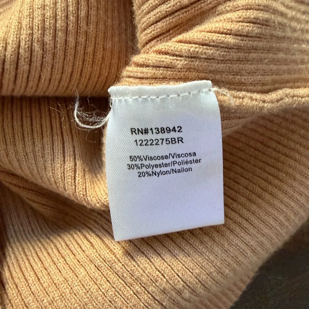 On Twelfth Women’s L Blush Beige / Taupe Rhinestone Ribbed Sweater | SKU 0163
